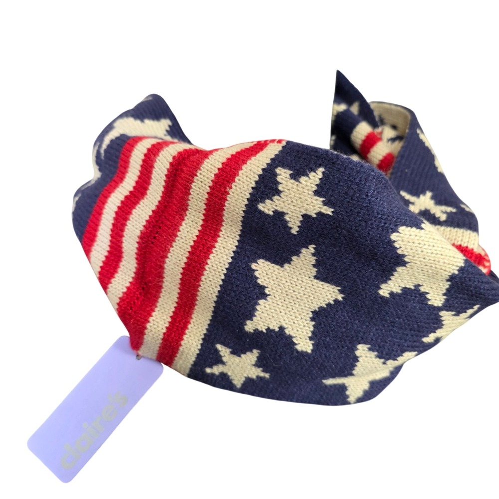 Claire's American Flag Themed‎ Knit Infinity Scarf Brand New Patriotic